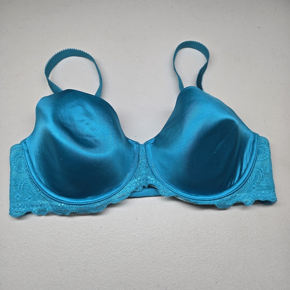 Lilyette Women Bra 40D Blue T Shirt Underwired Lace Strap Adjustable‎